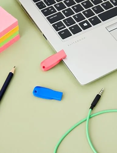 SanDisk ▫️ Pen USB Cruzer Blade de 32 GB, azul/rosa/verde, 3 unidades (embalagem de 1) 6