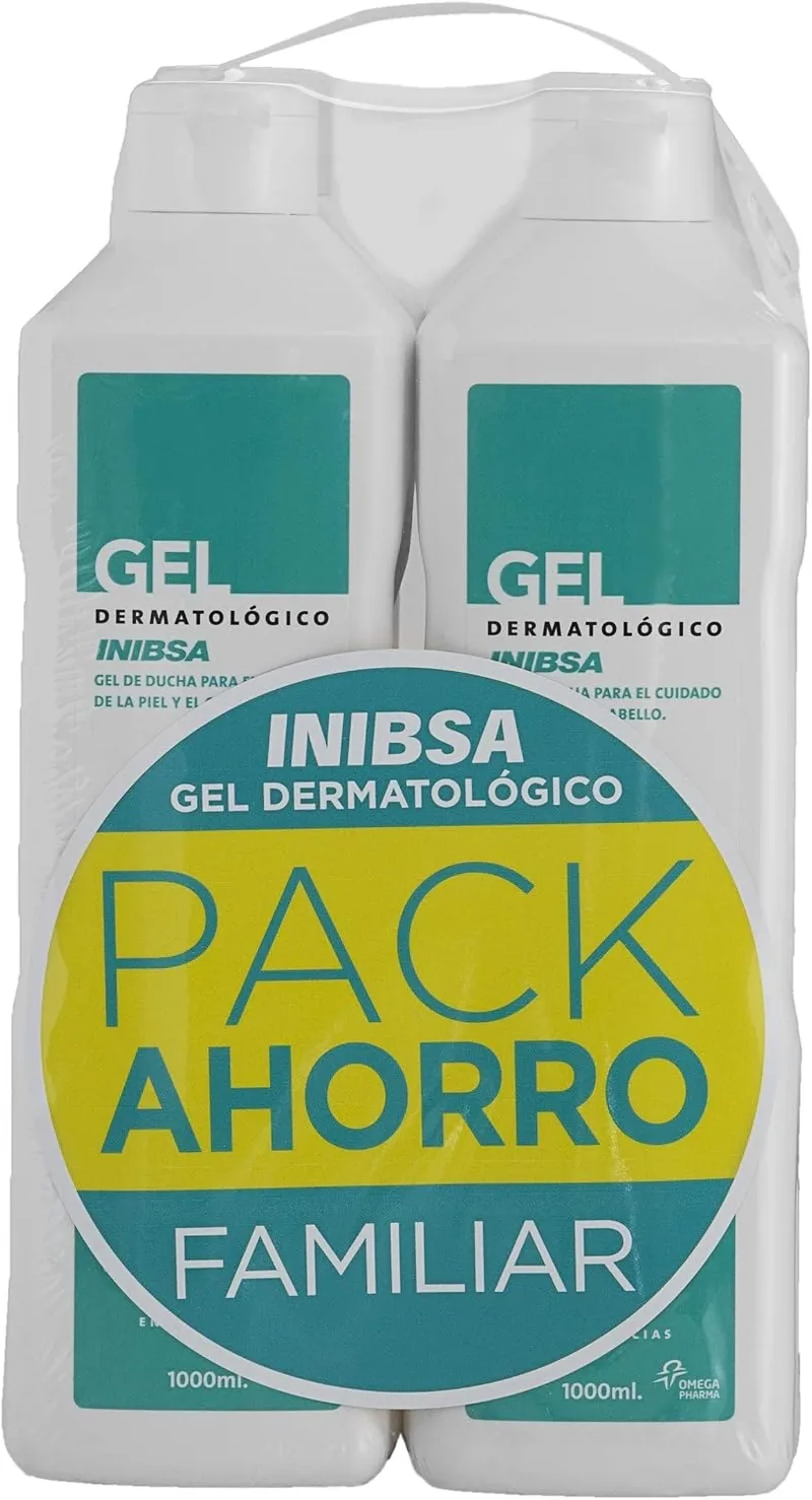Inibsa ▫️ Geles - Gel dermatológico 1000 ml, Gel de banho para o cuidado da pele e do cabelo, Pacote económico dermatológico, 4 unidades (4 x 1000 ml)