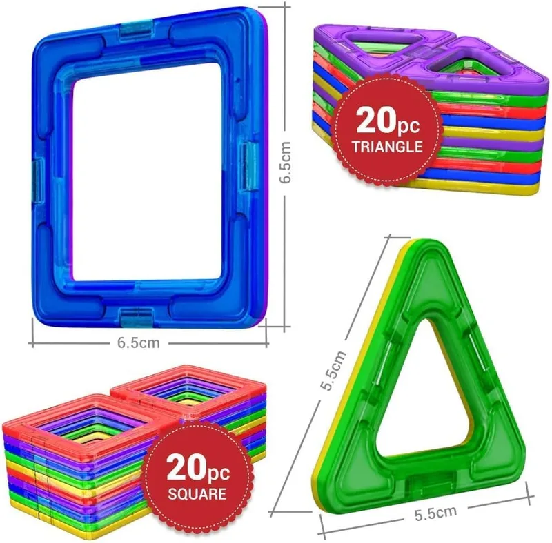 Desire Deluxe ▫️ Brinquedo de blocos de construção magnéticos – Blocos magnéticos educativos STEM para crianças, aprendizagem criativa e sensorial Montessori para bebés e crianças a partir dos 3 anos – 40 peças 3