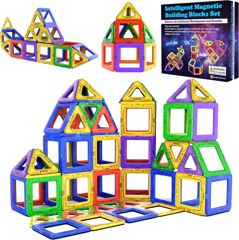 Desire Deluxe ▫️ Brinquedo de blocos de construção magnéticos – Blocos magnéticos educativos STEM para crianças, aprendizagem criativa e sensorial Montessori para bebés e crianças a partir dos 3 anos – 40 peças
