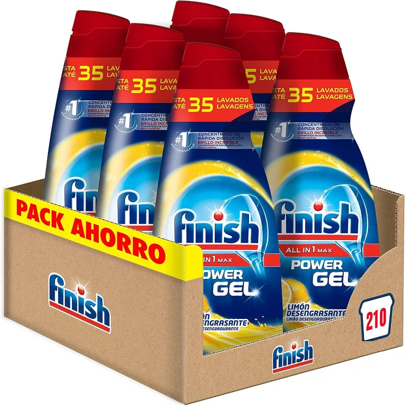 Finish ▫️ Gel All in 1 Max Power para máquina de lavar louça - 210 lavagens - Aroma a limão