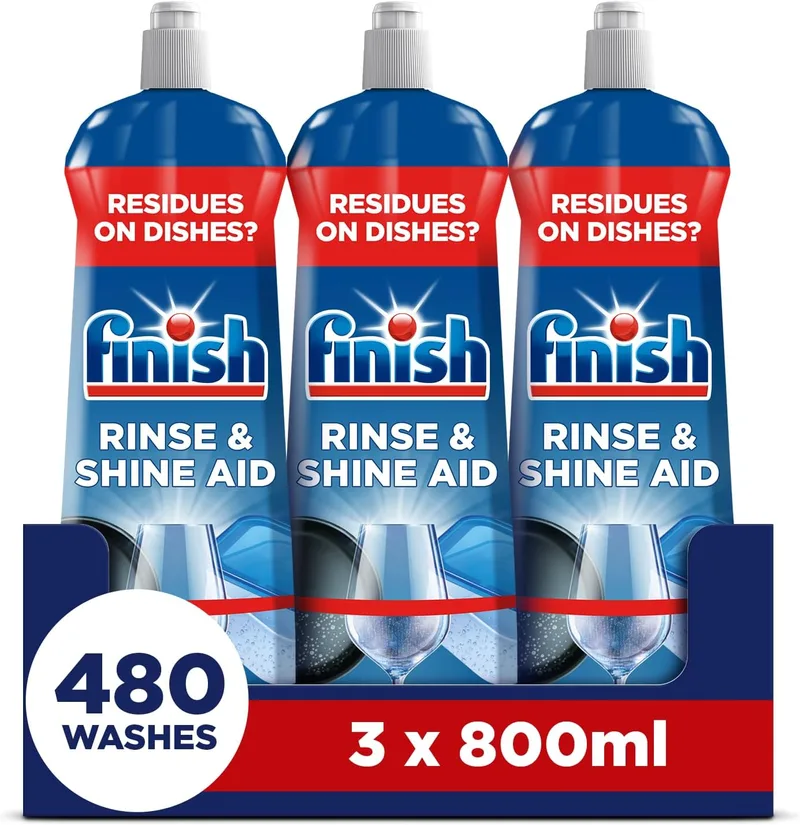 Finish ▫️ Powerball Lavagem da Máquina de Lavar Louça, brilhante, seco e sem riscos - 3 unidades x 800ml - Total 600 lavagens