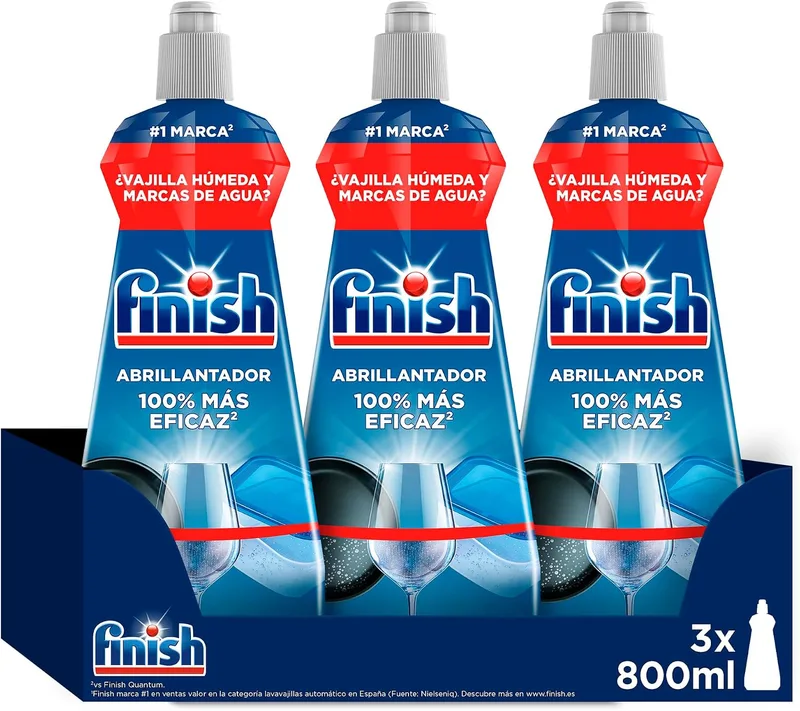 Finish ▫️ Powerball Brilhante para Máquina de Lavar Louça, louça seca, brilhante e sem marcas - 3 unidades de 800 ml - Total de 600 ciclos de lavagem