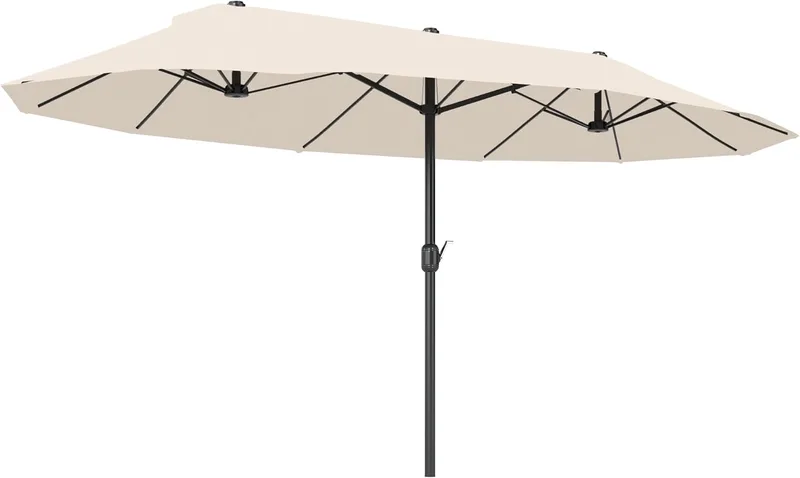 Outsunny ▫️ Guarda-sol Duplo para Jardim 4,55 x 2,65 x 2,38 m Guarda-sol Gigante Anti-UV com Manivela para Exterior, Pátio, Terraço e Piscina, Cor Bege