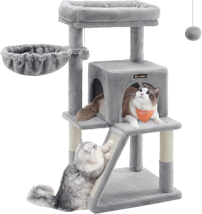 Feandrea ▫️ Árvore para Gatos, Torre para Gatos Grandes, Cinza Claro PCT51W