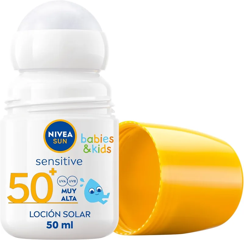 NIVEA ▫️ SUN Babies & Kids Sensitive Roll-on FPS 50+ (1 x 50 ml), protetor solar para crianças com resistência extra à água, protetor solar para bebés e crianças, protetor solar em roll-on para pele sensível