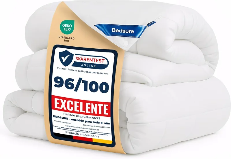 Bedsure ▫️ 220x240 450 g/m² | Edredão acolchoado multiestacional para cama de casal | Inclui edredão anual de 300 g/m² e edredão de verão de 150 g/m²