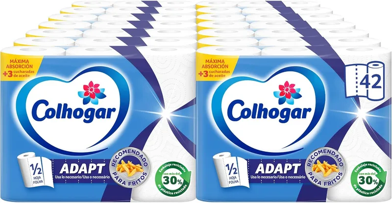 Colhogar ▫️ Adapt 14x3 - Papel de cozinha com pré-corte de meia folha - 42 rolos