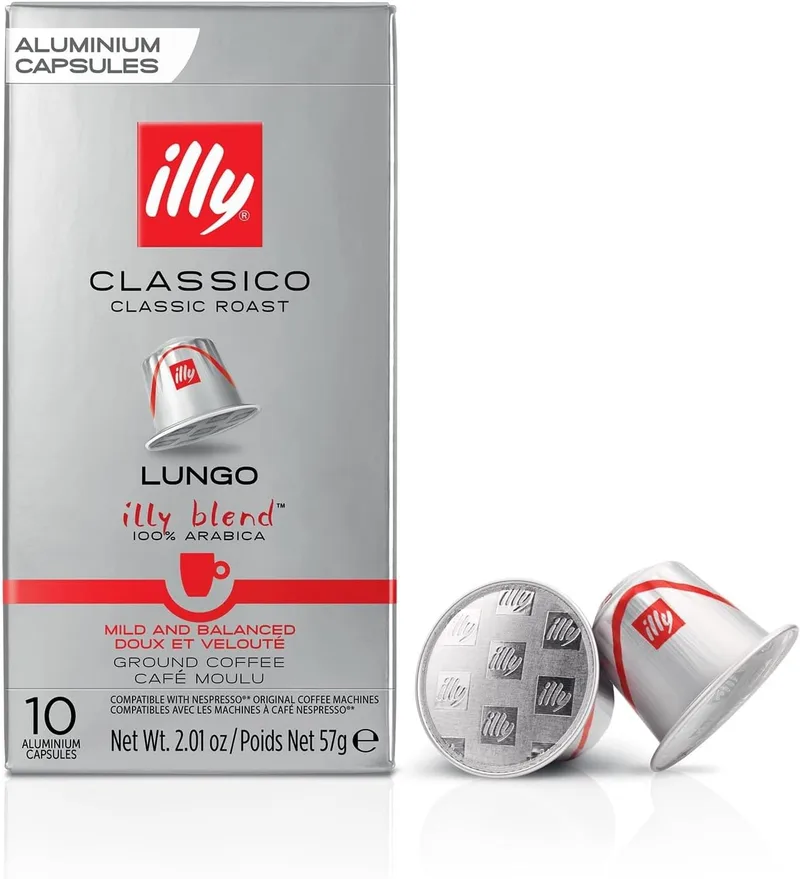illy ▫️ Café Torrado CLÁSICO LUNGO em cápsulas compatíveis com Nespresso® - 1 embalagem de 10 cápsulas