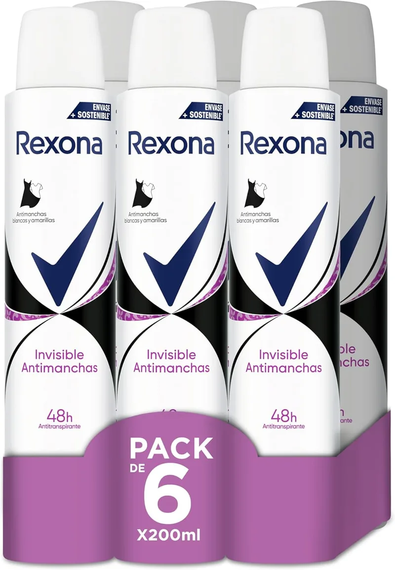 Rexona ▫️ Invisible Desodorizante Antitranspirante Feminino Spray Preto e Branco 200ml - Embalagem de 6