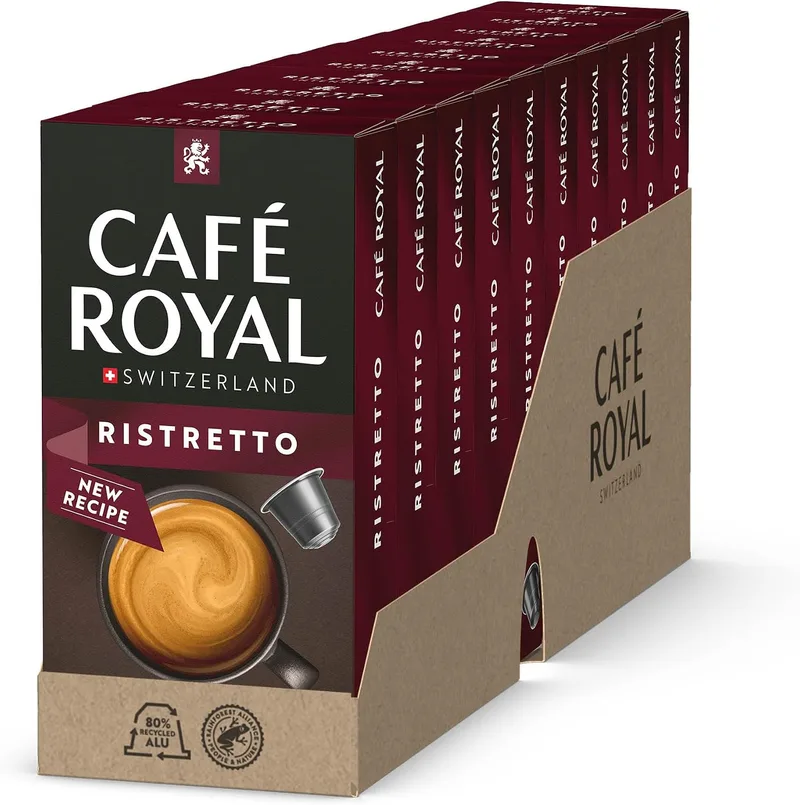 Café Royal ▫️ Ristretto - Cápsulas para máquina de café Nespresso (100 unidades, intensidade 9/10, com certificação UTZ, em alumínio)