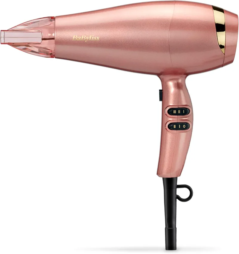 BaByliss ▫️ Secador de Cabelo Rose Gold - 2100W Ionic Professional Blow Dryer, leve, secagem do cabelo, secagem rápida com cerâmica, 3 regulações de calor e 2 velocidades, Rose Gold, 5336PE