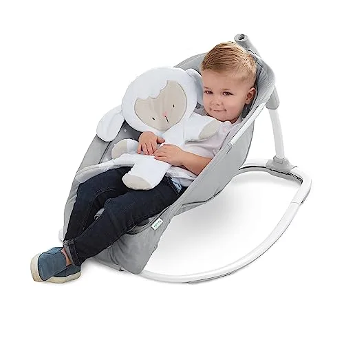 Ingenuity ▫️ Espreguiçadeira para bebés até 18 kg, Cuddle Lamb com vibrações, arco de brinquedos com 2 peluches, 12 melodias, 4 sons da natureza, volume regulável, ergonómica. 4