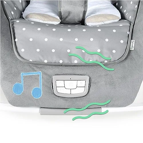 Ingenuity ▫️ Espreguiçadeira para bebés até 18 kg, Cuddle Lamb com vibrações, arco de brinquedos com 2 peluches, 12 melodias, 4 sons da natureza, volume regulável, ergonómica. 5