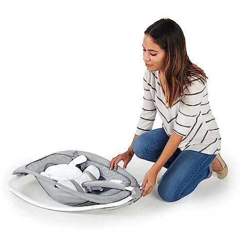 Ingenuity ▫️ Espreguiçadeira para bebés até 18 kg, Cuddle Lamb com vibrações, arco de brinquedos com 2 peluches, 12 melodias, 4 sons da natureza, volume regulável, ergonómica. 6