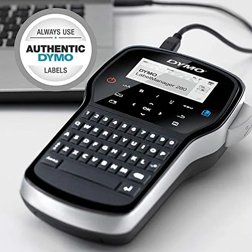 DYMO ▫️ Kit de etiquetadora LabelManager 280 | Impressora de etiquetas portátil e recarregável | Teclado QWERTY | com 2 rolos de etiquetas D1 e mala de transporte 2