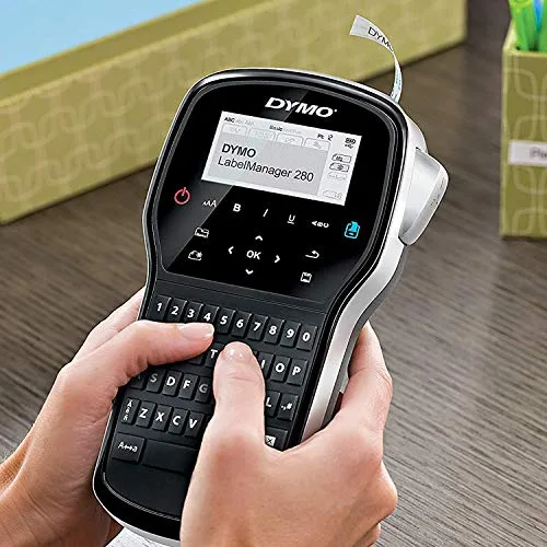DYMO ▫️ Kit de etiquetadora LabelManager 280 | Impressora de etiquetas portátil e recarregável | Teclado QWERTY | com 2 rolos de etiquetas D1 e mala de transporte 3