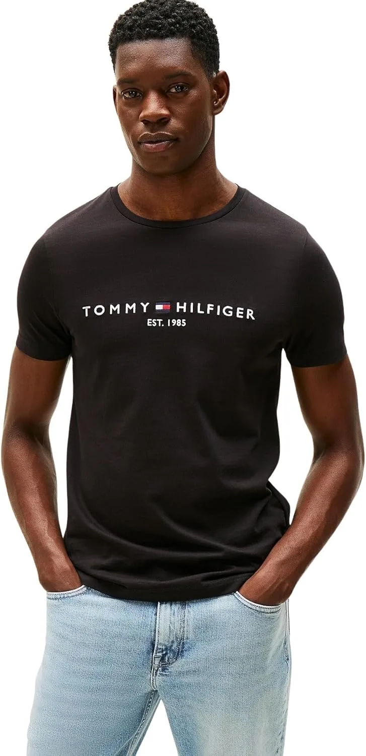 Tommy Hilfiger ▫️ Camiseta de manga curta para homem Core Tommy Logo com gola redonda