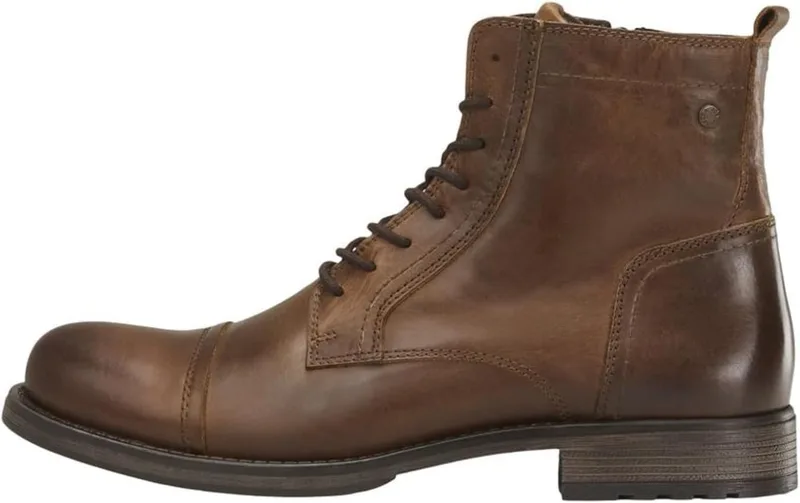 JACK & JONES ▫️ Jfwrussel Couro Castanho Pedra 19 - Botas estilo motard para homem