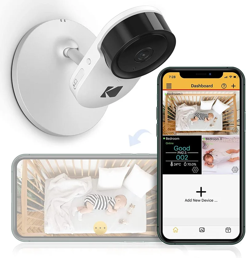 KODAK ▫️ Cherish C120 - Câmara para bebés com aplicação móvel de alta resolução, com possibilidade de zoom à distância e áudio bidirecional