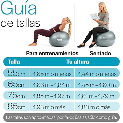 Core Balance ▫️ Equilíbrio do tronco, Bola de Pilates, Fitness, Ioga, Gravidez, Fitball para exercícios de ginástica – Muito resistente – Tamanhos 55 cm, 65 cm, 75 cm, 85 cm – Inclui bomba de ar 5