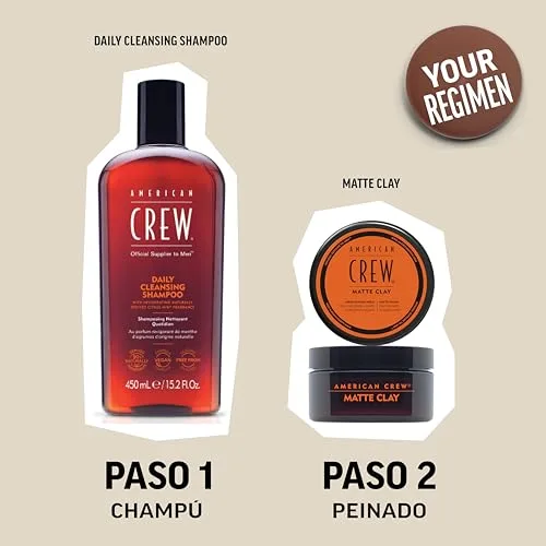 American Crew ▫️ Matte Clay, Cera Mate para Cabelo Masculino com Fixação Média-Alta, Cera com Acabamento Mate, Produto Modelador de Cabelo à Base de Argila e Fixador de Cabelo em Pasta, 85 g 2