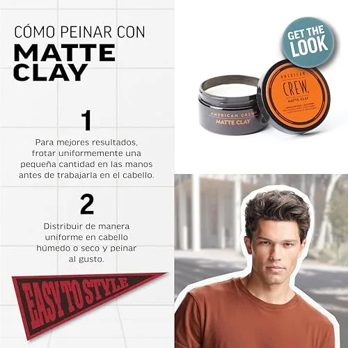 American Crew ▫️ Matte Clay, Cera Mate para Cabelo Masculino com Fixação Média-Alta, Cera com Acabamento Mate, Produto Modelador de Cabelo à Base de Argila e Fixador de Cabelo em Pasta, 85 g 4