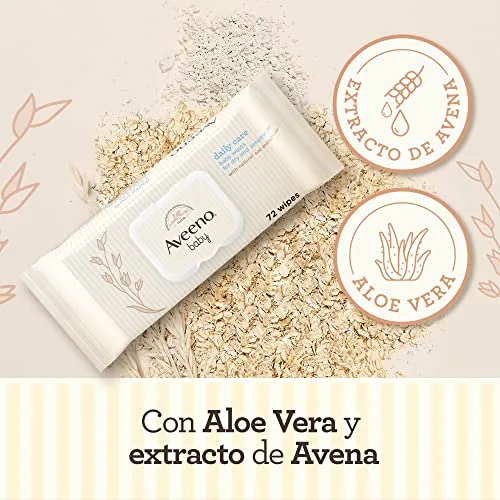 Aveeno Baby ▫️ Daily Care Wipes (1 x 72 unidades), toalhitas húmidas suaves para bebés e crianças, toalhitas para bebés com extrato de aveia e aloé vera, sem perfume, sulfatos nem álcool 3