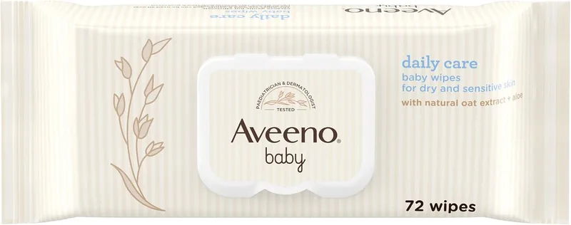 Aveeno Baby ▫️ Daily Care Wipes (1 x 72 unidades), toalhitas húmidas suaves para bebés e crianças, toalhitas para bebés com extrato de aveia e aloé vera, sem perfume, sulfatos nem álcool