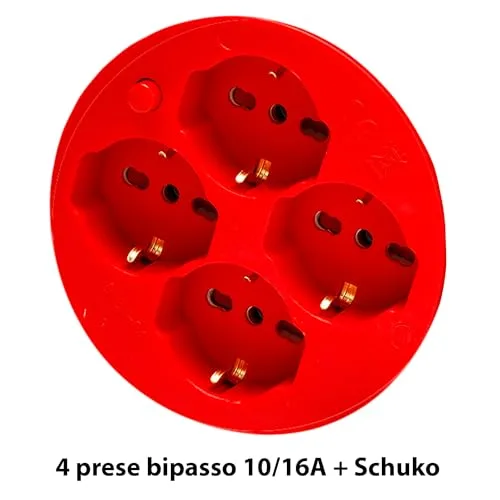 Velamp ▫️ REEL-IT-15 - Extensão elétrica com enrolador de cabo de 15 m - 4 tomadas multifuncionais (Schuko + 10/16 A) - Tomada grande de 16 A - Interruptor de proteção - Cabo elétrico multipolar 3G com secção de 1,5 4