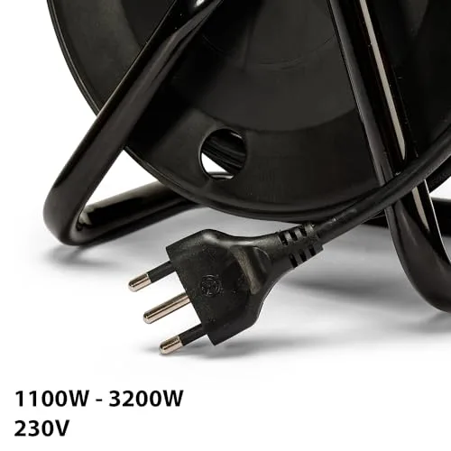 Velamp ▫️ REEL-IT-15 - Extensão elétrica com enrolador de cabo de 15 m - 4 tomadas multifuncionais (Schuko + 10/16 A) - Tomada grande de 16 A - Interruptor de proteção - Cabo elétrico multipolar 3G com secção de 1,5 5