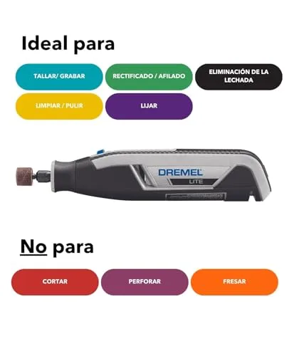 Dremel ▫️ Lite 7760 - Multiferramenta sem fios, bateria de lítio de 3,6 V, Kit com 15 acessórios, carregador USB, velocidade de 8 000 a 25 000 RPM para esculpir, gravar, esmerilar, limpar, polir, afiar e lixar 4