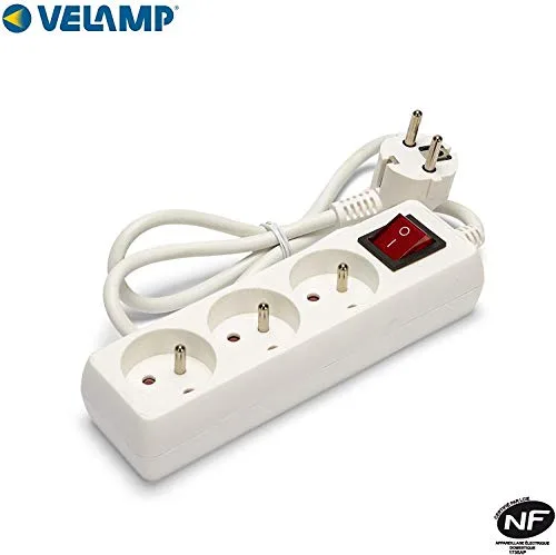 Velamp ▫️ MULTIP-FR-I-3 - Extensão com 3 tomadas de 10/16 A + interruptor, 3 G1 mm² 2