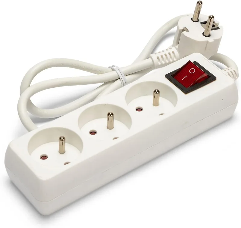 Velamp ▫️ MULTIP-FR-I-3 - Extensão com 3 tomadas de 10/16 A + interruptor, 3 G1 mm²