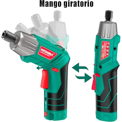 HYCHIKA BETTER TOOLS FOR BETTER LIFE ▫️ Chave de fendas elétrica HYCHIKA 6 Nm, Chave de fendas elétrica (binário máximo de 6 N·m, 3,6 V, 2,0 Ah) Luz LED tipo lanterna, cabo USB, 35 acessórios, estojo portátil, Para reparações domésticas 4
