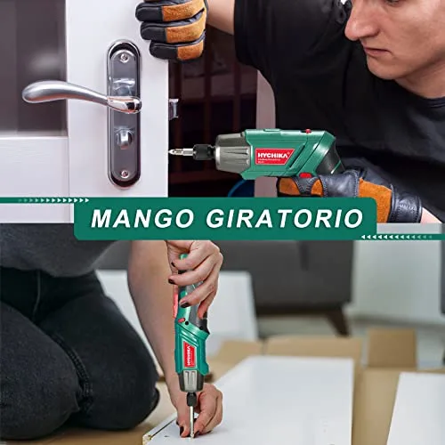 HYCHIKA BETTER TOOLS FOR BETTER LIFE ▫️ Chave de fendas elétrica HYCHIKA 6 Nm, Chave de fendas elétrica (binário máximo de 6 N·m, 3,6 V, 2,0 Ah) Luz LED tipo lanterna, cabo USB, 35 acessórios, estojo portátil, Para reparações domésticas 5