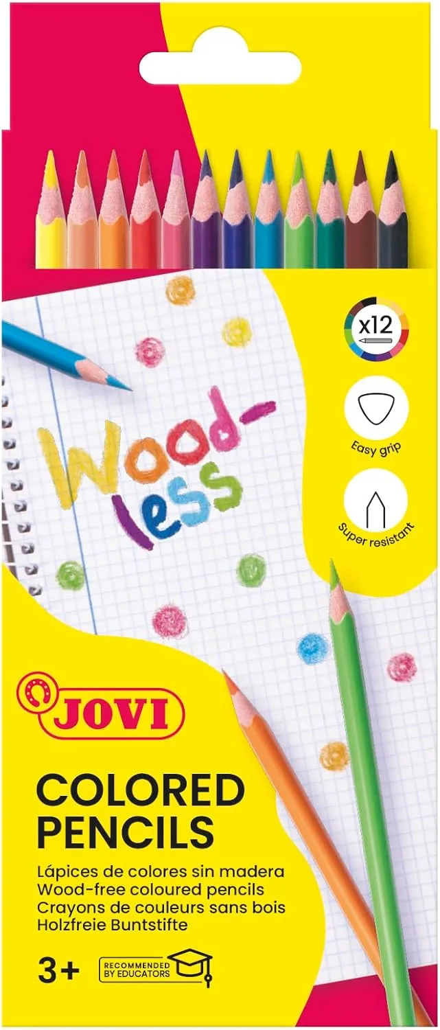 Jovi ▫️ Lápis de cor Woodless, 12 unidades, cores sortidas (734/12), Única