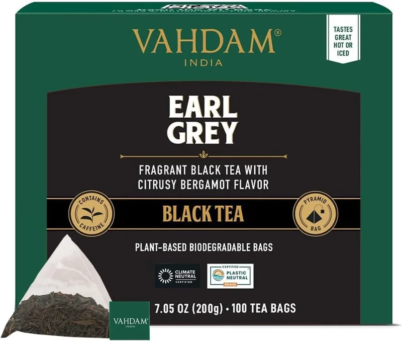 VAHDAM ▫️ Earl Grey Citrus Chá preto cítrico (100 saquetas de chá piramidais) Chá preto cítrico, delicioso e aromático não misturado com óleo de bergamota 100% natural - quente, frio ou como Kombucha