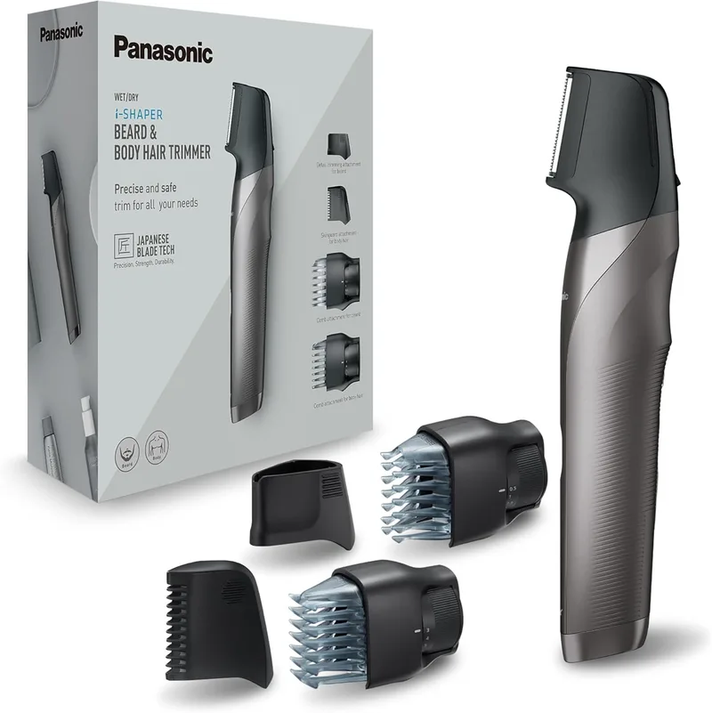 Panasonic ▫️ ER-GY60-H503 - Aparador, 4 acessórios, aço inoxidável, pente para zonas delicadas e para dar forma à barba) (Versão importada)