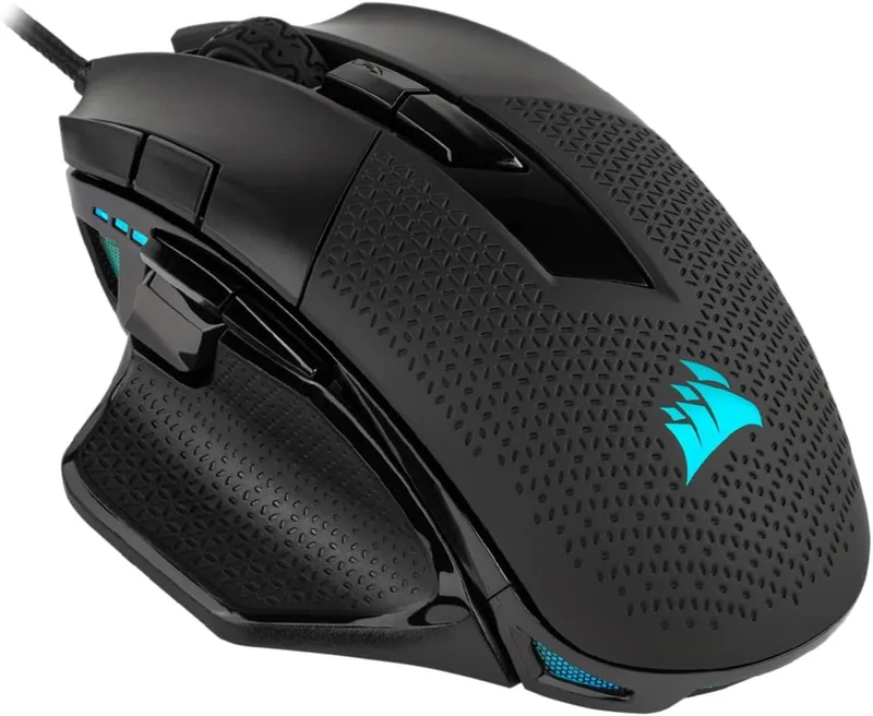 Corsair ▫️ Rato Gaming NIGHTSWORD RGB com fios FPS/MOBA - 18.000 DPI - 10 botões programáveis - Sistema de ponderação - Compatível com iCUE - PC, Mac, PS5, PS4, Xbox - Preto