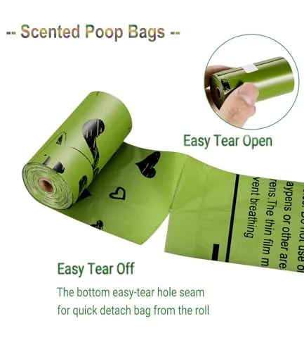 Yingdelai ▫️ Sacos para excrementos de cão, 540 sacos biodegradáveis para resíduos de cães com 1 dispensador, ecológicos, à prova de fugas, para cães | perfumados 2