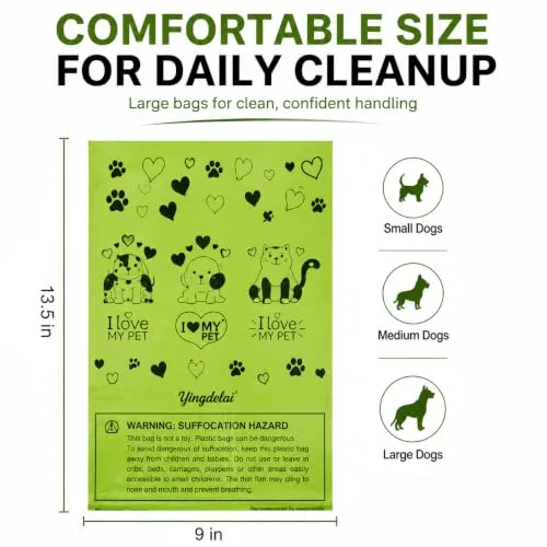 Yingdelai ▫️ Sacos para excrementos de cão, 540 sacos biodegradáveis para resíduos de cães com 1 dispensador, ecológicos, à prova de fugas, para cães | perfumados 5