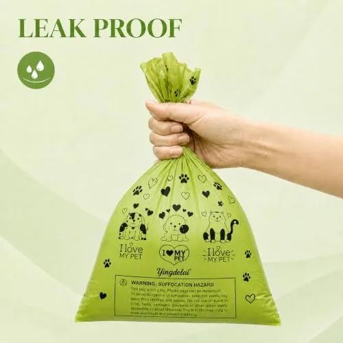 Yingdelai ▫️ Sacos para excrementos de cão, 540 sacos biodegradáveis para resíduos de cães com 1 dispensador, ecológicos, à prova de fugas, para cães | perfumados 6