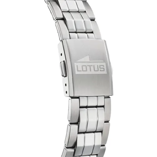 LOTUS ▫️ Relógio para homem, analógico, em aço inoxidável 316L prateado - Mecanismo de quartzo - Calendário - Vidro mineral de alta resistência - Resistente à água até 10 ATM - Clássico 18670 4