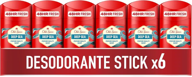 Old Spice ▫️ Deep Sea Desodorizante em barra para homem sem alumínio, 6x50 ml