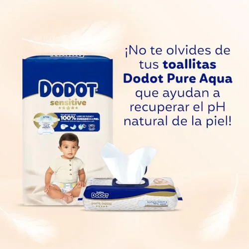 DODOT ▫️ Fraldas Sensitive para bebé, Tamanho 6 (+13 kg), 117 fraldas + 4 calças Activity de oferta, N.º 1 em proteção da pele Embalagem mensal 2