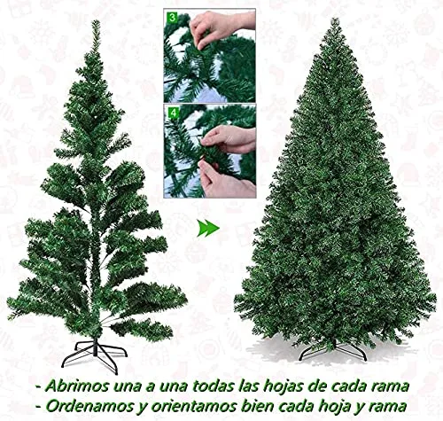 SOLAGUA NAVIDAD ▫️ SOLAGUA Árvore de Natal Artificial Extra Preenchida, Árvores com Folhas de Espumilão de 150 cm a 300 cm de Primeira Qualidade, Super Natural com Suporte Metálico. (Verde, 180 cm, 617 pontas) 5