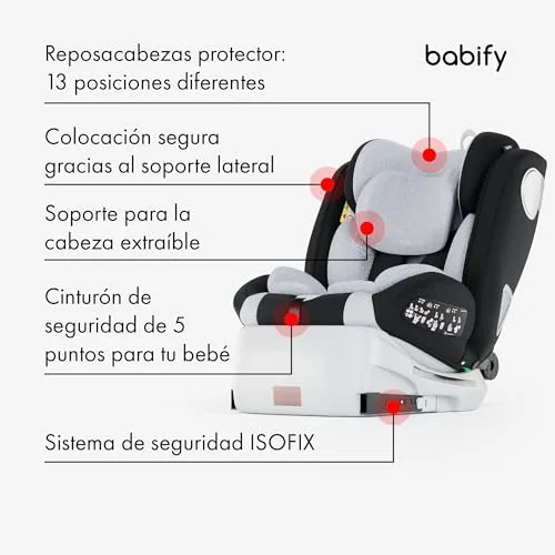 Babify ▫️ Onboard – Cadeira auto Isofix para bebés e crianças, 0 meses – 12 anos, adequada para alturas entre 40 e 150 cm, ajustável a 360°, assento portátil e seguro, i-Size, ECE R129 2