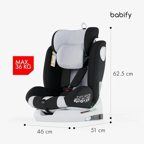 Babify ▫️ Onboard – Cadeira auto Isofix para bebés e crianças, 0 meses – 12 anos, adequada para alturas entre 40 e 150 cm, ajustável a 360°, assento portátil e seguro, i-Size, ECE R129 7