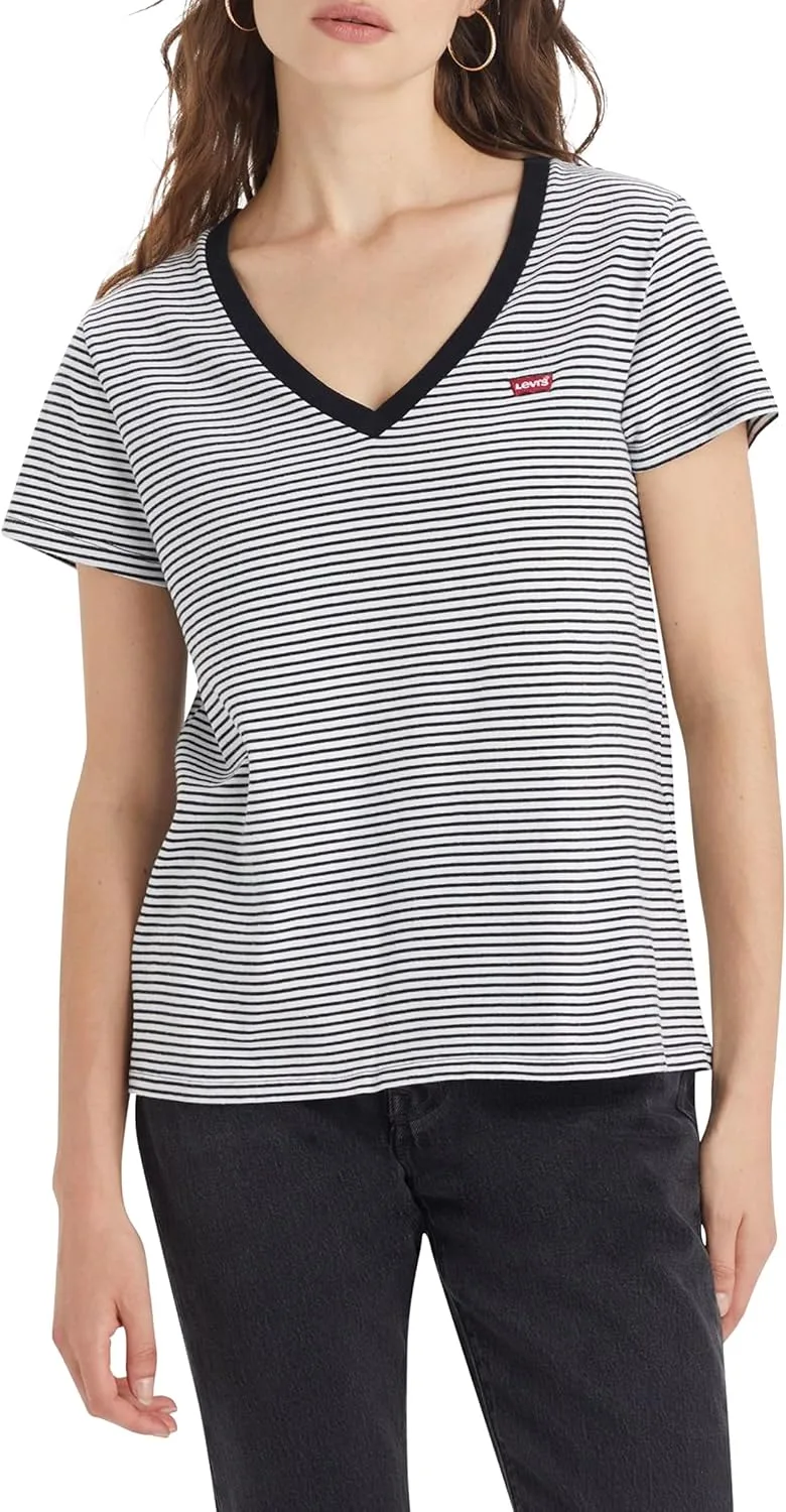 Levi's ▫️ Camisola com decote em V para mulher, logótipo Chesthit